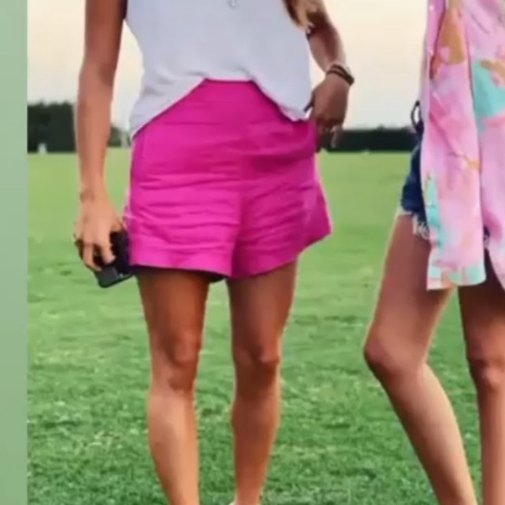 Linen Pink Shorts High Waist